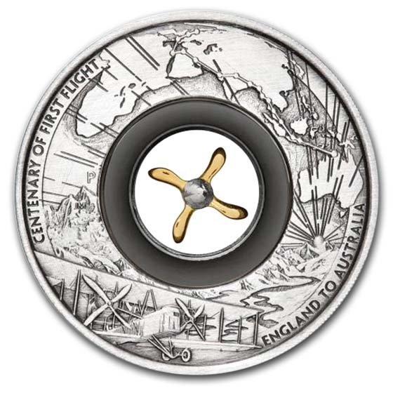 2019 Australia 2 oz Silver 100th Anniv of the First Flight Proof