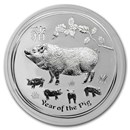 2019 Australia 2 oz Silver Lunar Pig BU