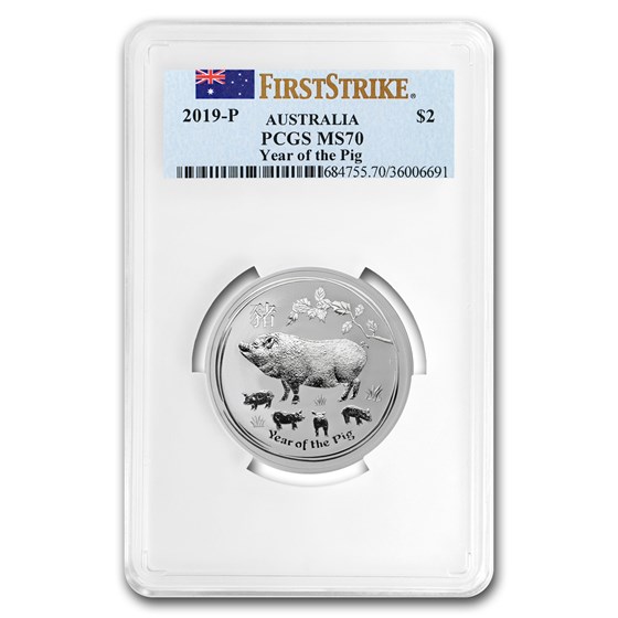 2019 Australia 2 oz Silver Lunar Pig MS-70 PCGS (FS) 2019 Australia 2 oz Silver Lunar Pig MS-70 PCGS (FS)
