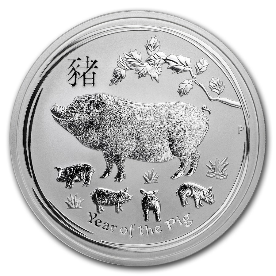 2019 Australia 5 oz Silver Lunar Pig BU