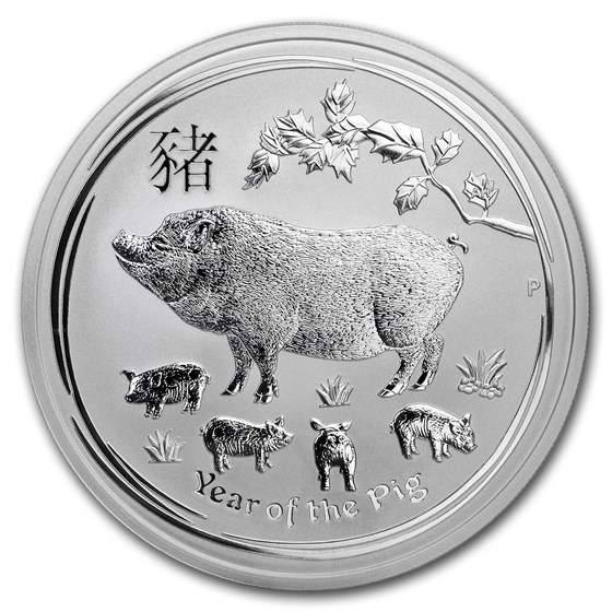 2019 Australia 5 oz Silver Lunar Pig BU