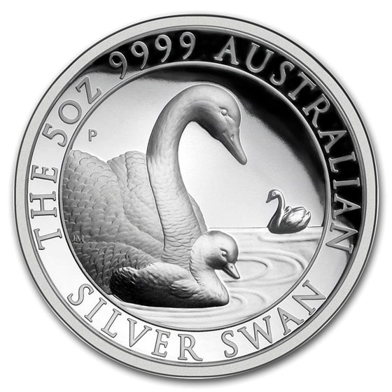 2019 Australia 5 oz Silver Swan Proof (High Relief, w/Box & COA)