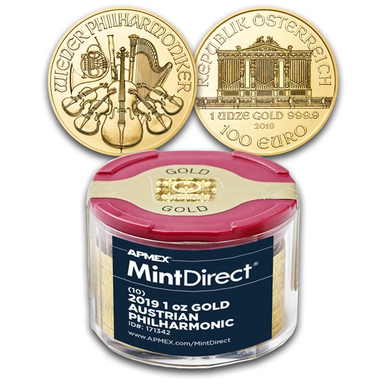2019 Austria 1 oz Gold Philharmonic (10-Coin MintDirect® Tube) 2019 Austria 1 oz Gold Philharmonic (10-Coin MintDirect® Tube)