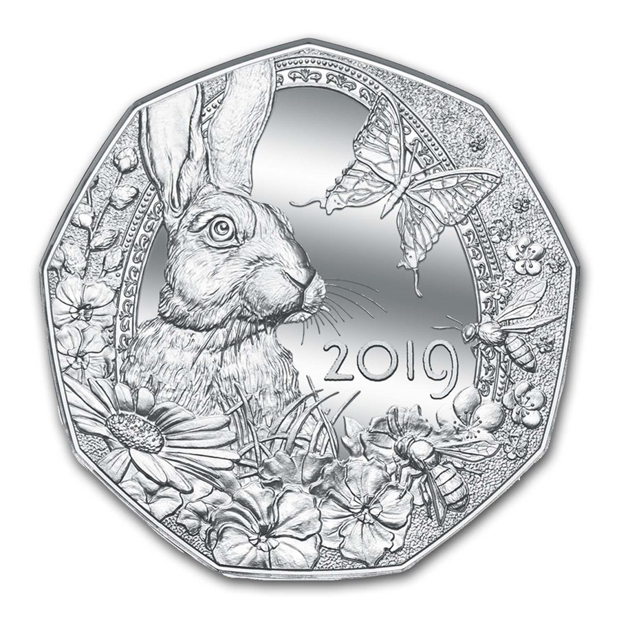 2019 Austria Silver €5 Easter Bunny