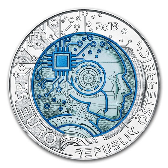 2019 Austria Silver/Niobium Artificial Intelligence €25 BU 2019 Austria Silver/Niobium Artificial Intelligence €25 BU