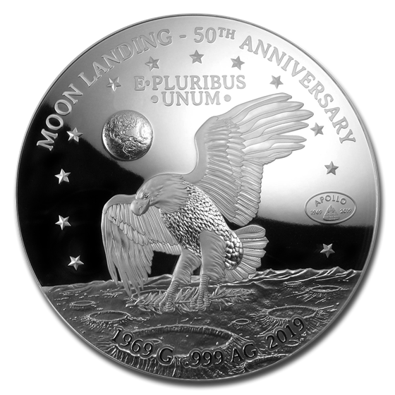 2019 Barbados 1.969 kilo Silver $50 Moon Landing 2019 Barbados 1.969 kilo Silver $50 Moon Landing