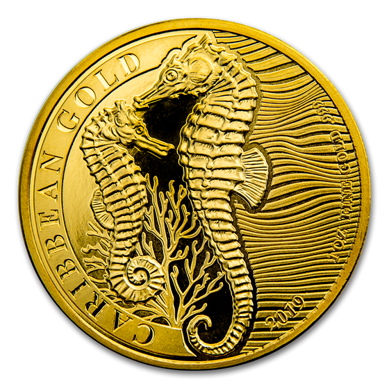 2019 Barbados 1 oz Gold Caribbean Seahorse BU 2019 Barbados 1 oz Gold Caribbean Seahorse BU