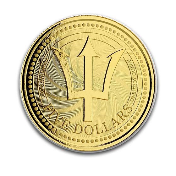 2019 Barbados 1 oz Gold Trident BU 2019 Barbados 1 oz Gold Trident BU