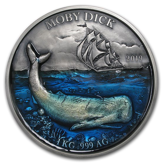2019 Benin 1 kilo Silver 10,000 Francs CFA Moby Dick BU 2019 Benin 1 kilo Silver 10,000 Francs CFA Moby Dick BU