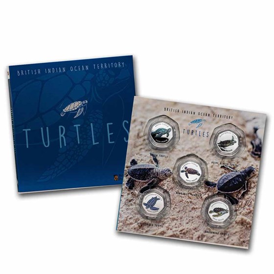 2019 BIOT Cupro-Nickel 50p Turtles 5-Coin Set: Collector's Album 2019 BIOT Cupro-Nickel 50p Turtles 5-Coin Set: Collector's Album