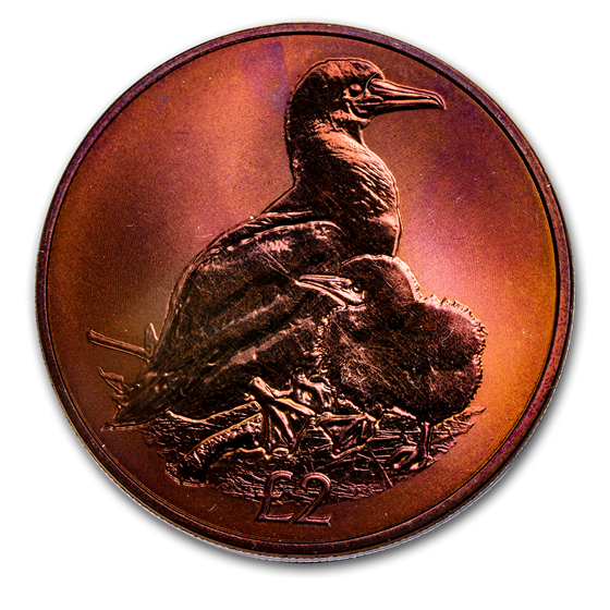 2019 British Indian Ocean Terr. Red Titanium £2: Red-Footed Booby 2019 British Indian Ocean Terr. Red Titanium £2: Red-Footed Booby