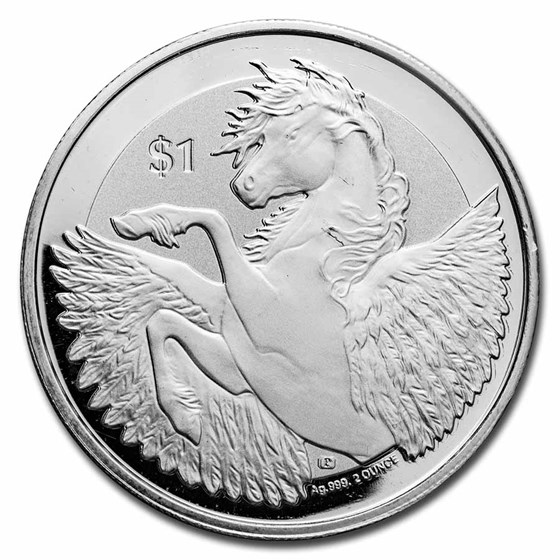 2019 BVI 2 oz Silver Pegasus Frosted (Abrasions, Spotted) 2019 BVI 2 oz Silver Pegasus Frosted (Abrasions, Spotted)