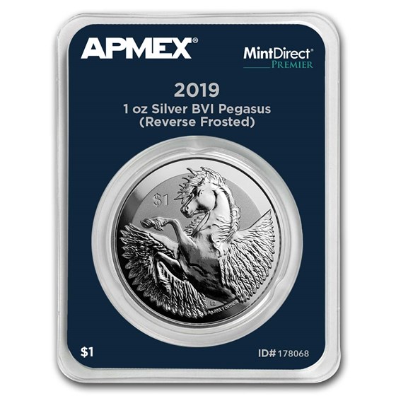 2019 BVI Silver 1 oz Pegasus Reverse Frosted (MD® Premier) 2019 BVI Silver 1 oz Pegasus Reverse Frosted (MD® Premier)