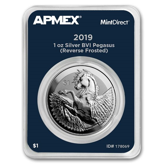2019 BVI Silver 1 oz Pegasus Reverse Frosted (MintDirect®) 2019 BVI Silver 1 oz Pegasus Reverse Frosted (MintDirect®)
