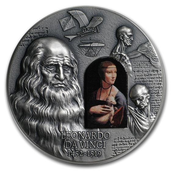 2019 Cameroon 2 oz Antique Silver 500th Anniv. Da Vinci's Death 2019 Cameroon 2 oz Antique Silver 500th Anniv. Da Vinci's Death