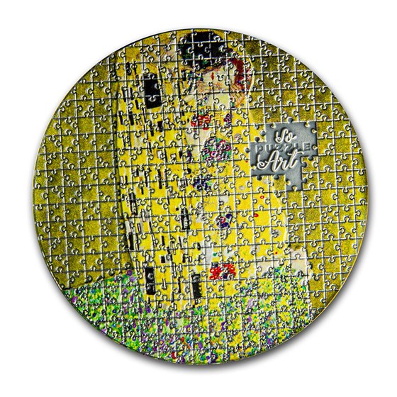 2019 Cameroon 3 oz Silver So Puzzle Art; Gustav Klimt - The Kiss 2019 Cameroon 3 oz Silver So Puzzle Art; Gustav Klimt - The Kiss