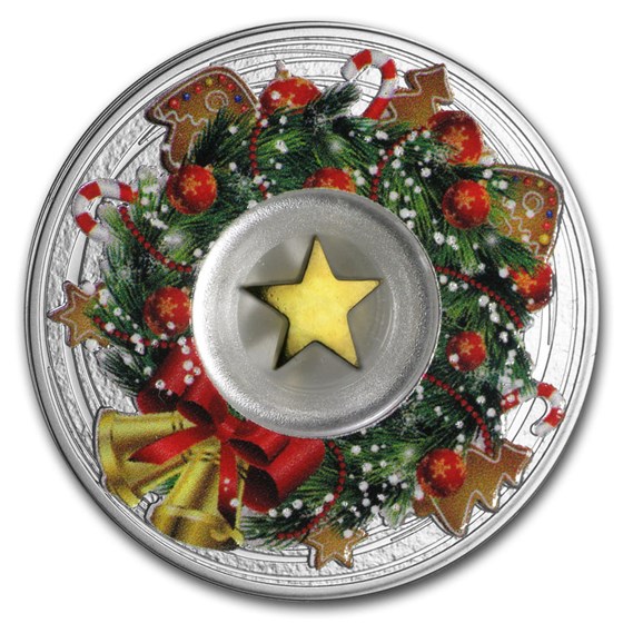 2019 Cameroon Silver Merry Christmas Wreath 2019 Cameroon Silver Merry Christmas Wreath