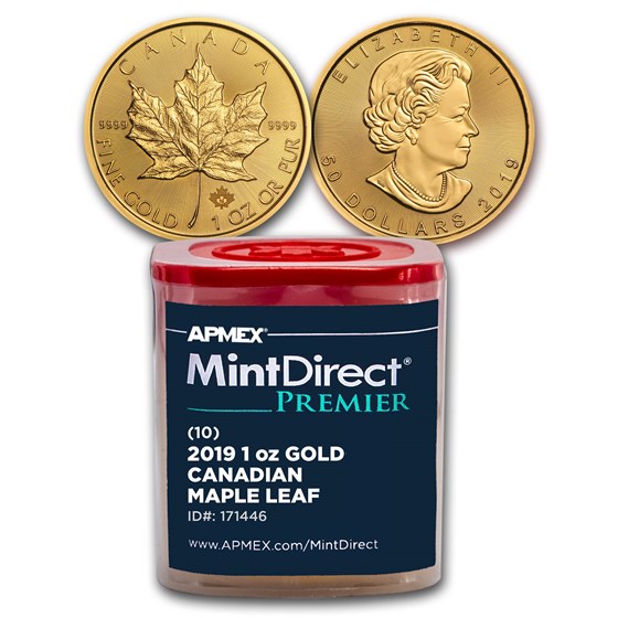 2019 CAN 1 oz Gold Maple Leaf (10-Coin MintDirect® Premier Tube) 2019 CAN 1 oz Gold Maple Leaf (10-Coin MintDirect® Premier Tube)