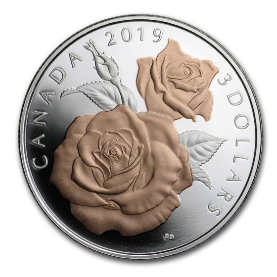 2019 Canada 1/4 oz Silver $3 Queen Elizabeth Rose Proof 2019 Canada 1/4 oz Silver $3 Queen Elizabeth Rose Proof
