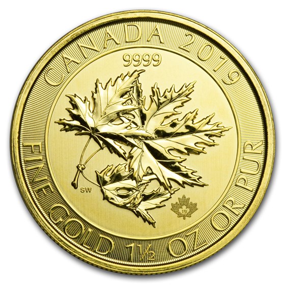 2019 Canada 1.5 oz Gold $150 Megaleaf BU