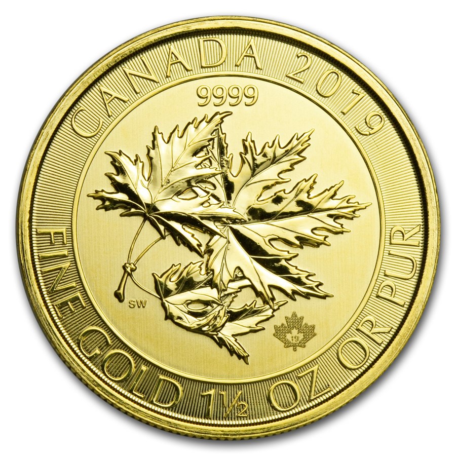 2019 Canada 1.5 oz Gold $150 Megaleaf BU