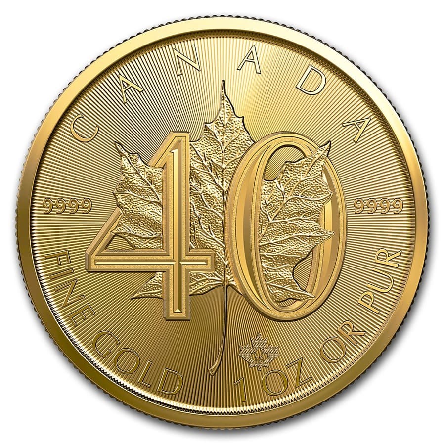 2019 Canada 1 oz Gold Maple Leaf 40th Anniversary BU