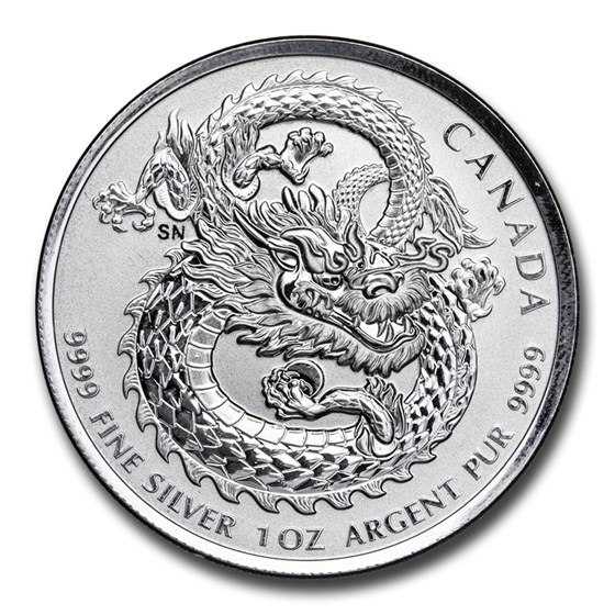 2019 Canada 1 oz Silver $5 Lucky Dragon High Relief BU