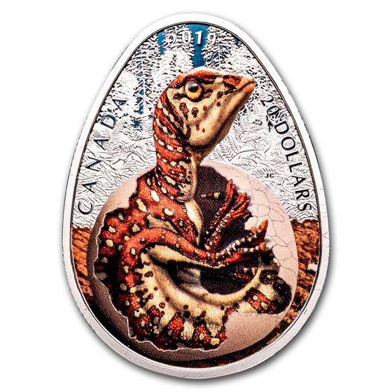 2019 Canada 1 oz Silver Hatching Hadrosaur Egg-Shape Coin 2019 Canada 1 oz Silver Hatching Hadrosaur Egg-Shape Coin