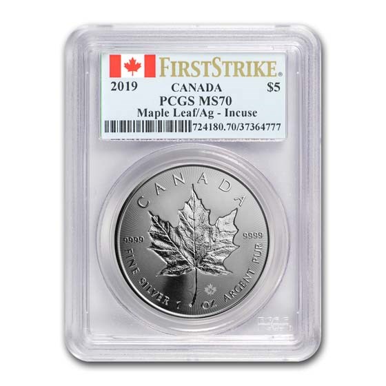 2019 Canada 1 oz Silver Incuse Maple Leaf MS-70 PCGS (FS) 2019 Canada 1 oz Silver Incuse Maple Leaf MS-70 PCGS (FS)
