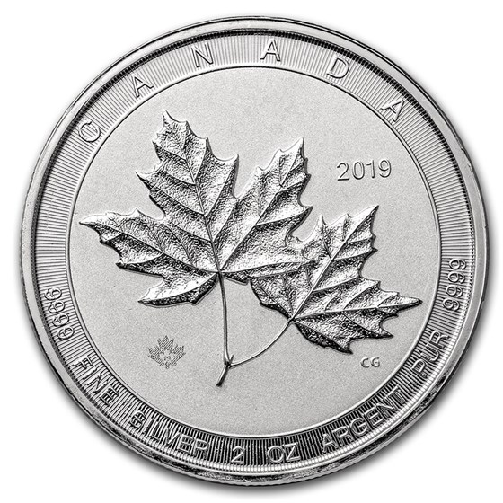 2019 Canada 2 oz Silver $10 Twin Maples BU