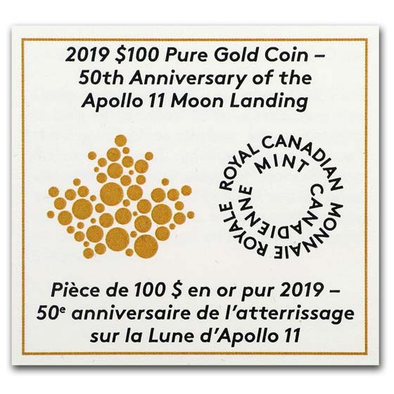 Buy 2019 Canada Gold $100 50th Anniv of the Apollo 11 Moon Landing | APMEX