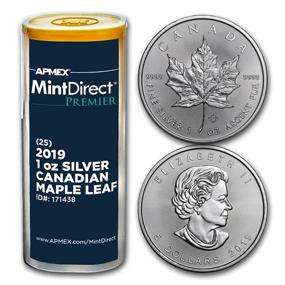 2019 Canada Silver Maple Leaf (25-Coin MintDirect® Premier Tube) 2019 Canada Silver Maple Leaf (25-Coin MintDirect® Premier Tube)