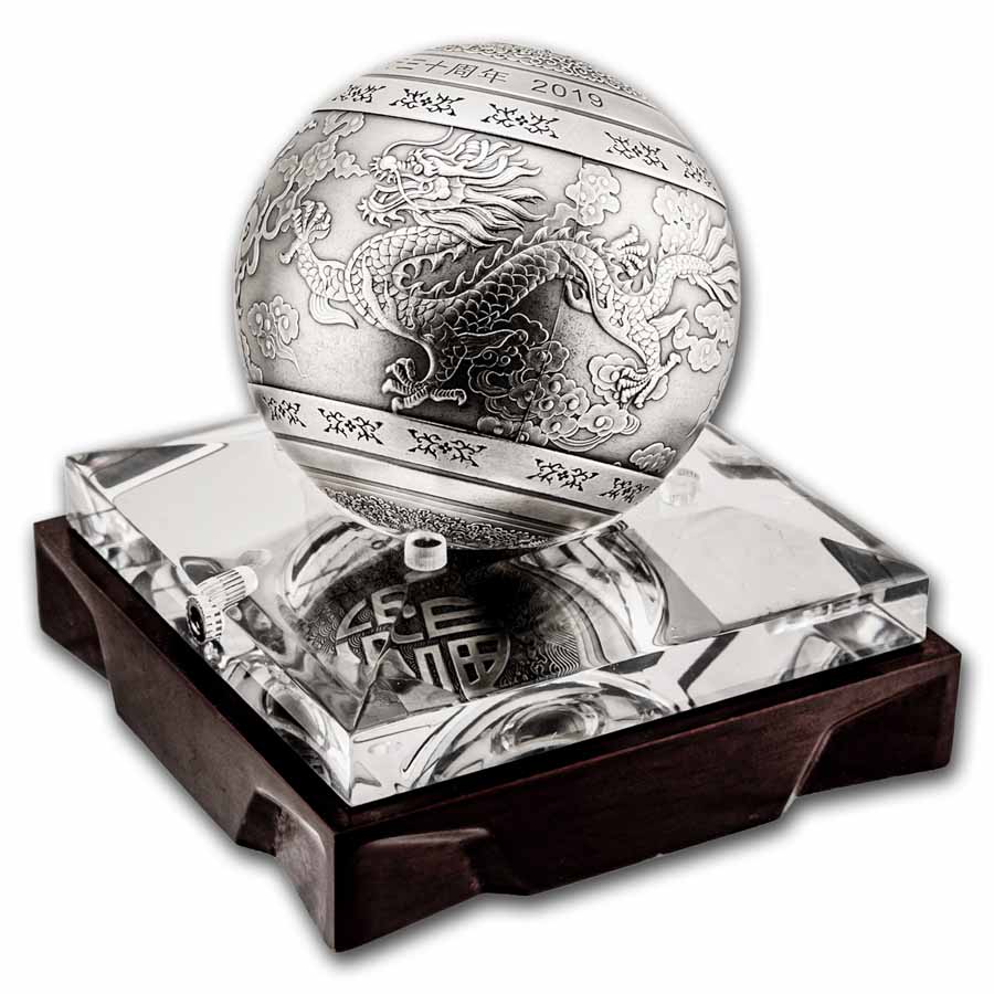 [新品未使用]純銀 銀盃　★SILVER1000★美品★ Buy 2019 China 1 kilo Silver Dragon & Phoenix Sphere | APMEX
