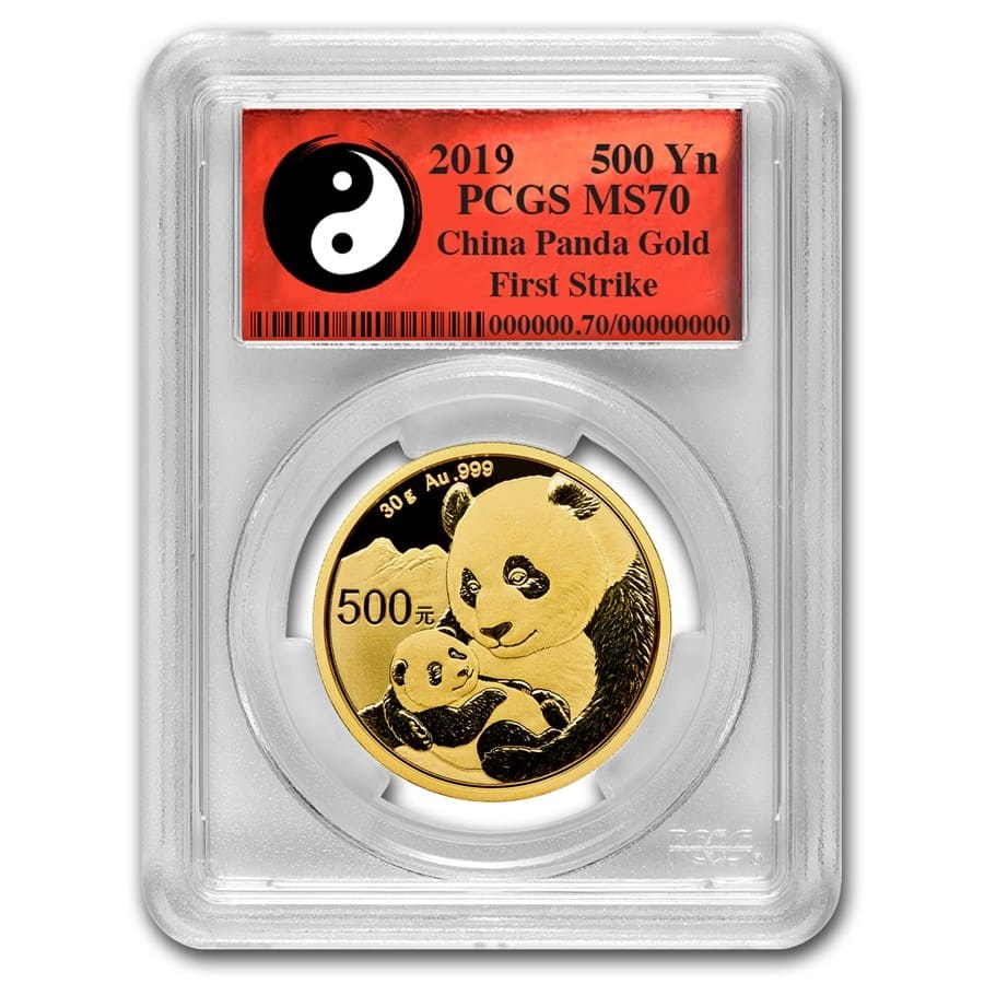 2019 China 30 gram Gold Panda MS-70 PCGS (FS, Yin-Yang)