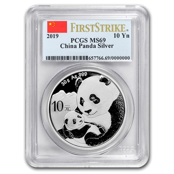2019 China 30 gram Silver Panda MS-69 PCGS (FS, Flag Label) 2019 China 30 gram Silver Panda MS-69 PCGS (FS, Flag Label)