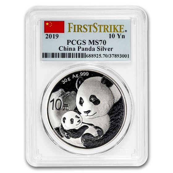 2019 China 30 gram Silver Panda MS-70 PCGS (FS, Flag Label) 2019 China 30 gram Silver Panda MS-70 PCGS (FS, Flag Label)