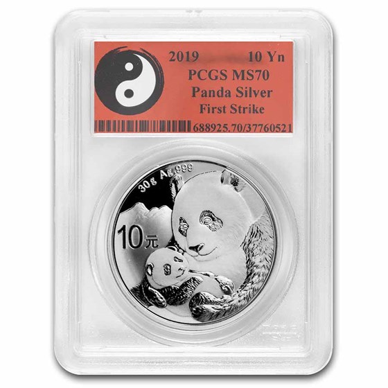 2019 China 30 gram Silver Panda MS-70 PCGS (FS, Yin-Yang)