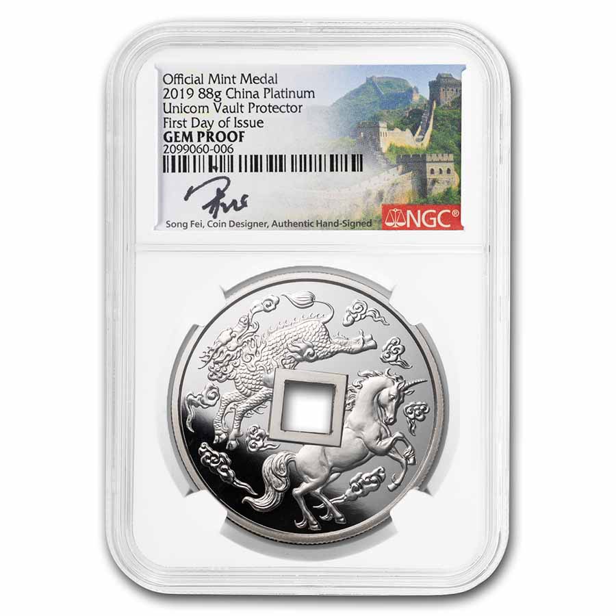 Buy 2019 China 88g Platinum Unicorn Cash Coin GEM Proof NGC (FDI