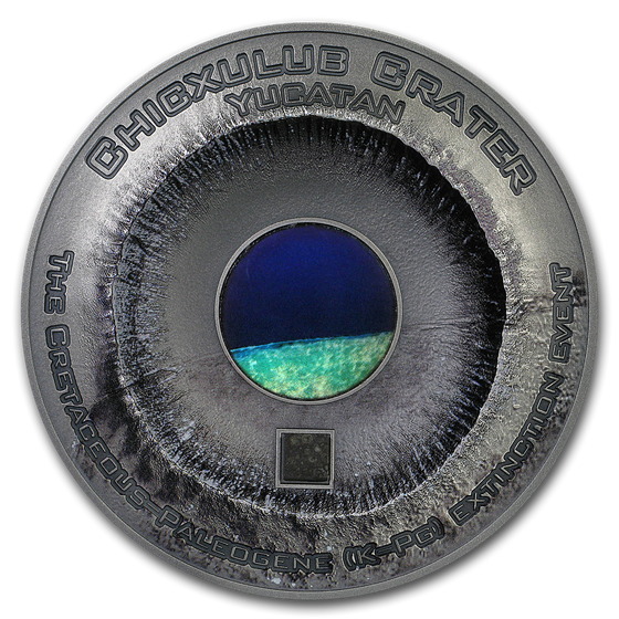 2019 Cook Island 3 oz Antique Silver Meteorites Chicxulub Crater 2019 Cook Island 3 oz Antique Silver Meteorites Chicxulub Crater