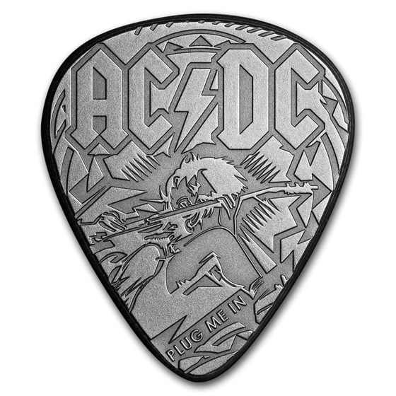 2019 Cook Islands 1/4 oz Silver AC/DC Guitar Pick Shaped Coin 2019 Cook Islands 1/4 oz Silver AC/DC Guitar Pick Shaped Coin
