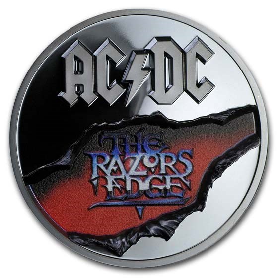 2019 Cook Islands 2 oz Silver AC/DC The Razor's Edge Black Proof 2019 Cook Islands 2 oz Silver AC/DC The Razor's Edge Black Proof