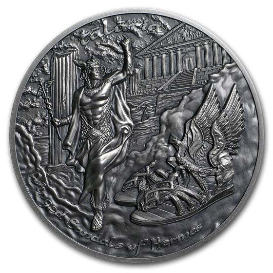 2019 Cook Islands 2 oz Silver UH Relief Winged Sandals of Hermes 2019 Cook Islands 2 oz Silver UH Relief Winged Sandals of Hermes