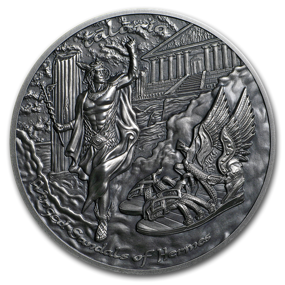 2019 Cook Islands 2 oz Silver UH Relief Winged Sandals of Hermes 2019 Cook Islands 2 oz Silver UH Relief Winged Sandals of Hermes