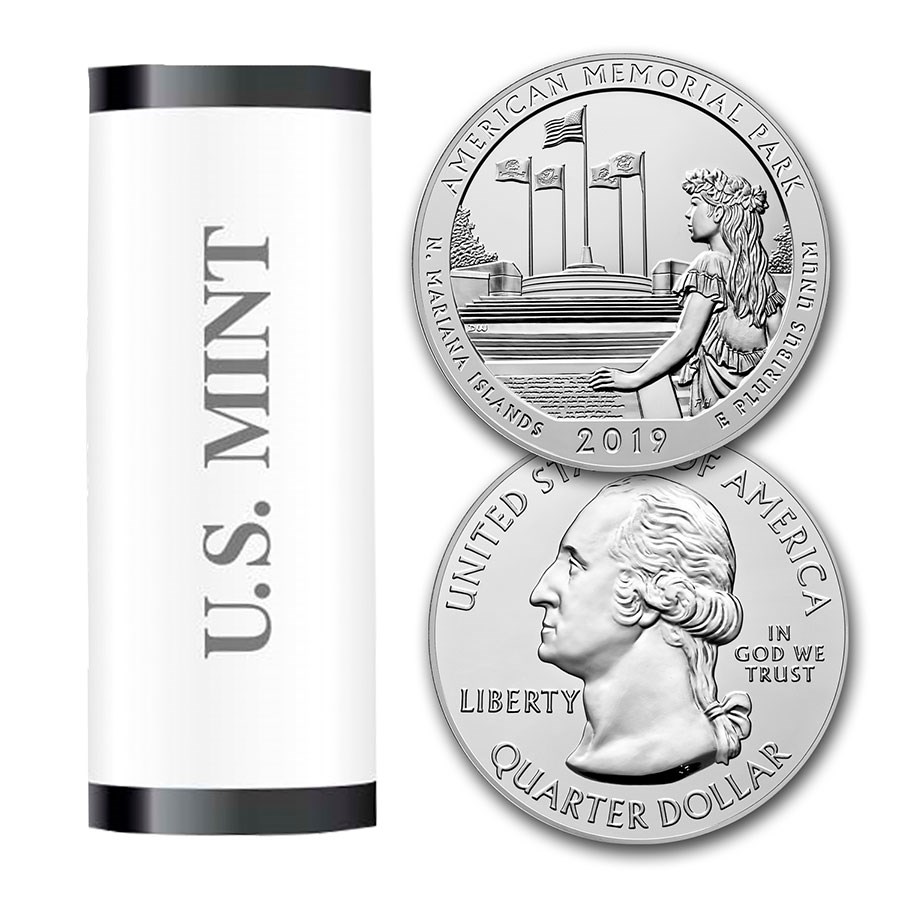 2019-D ATB Quarter American Mem. Park 40-Coin Roll BU