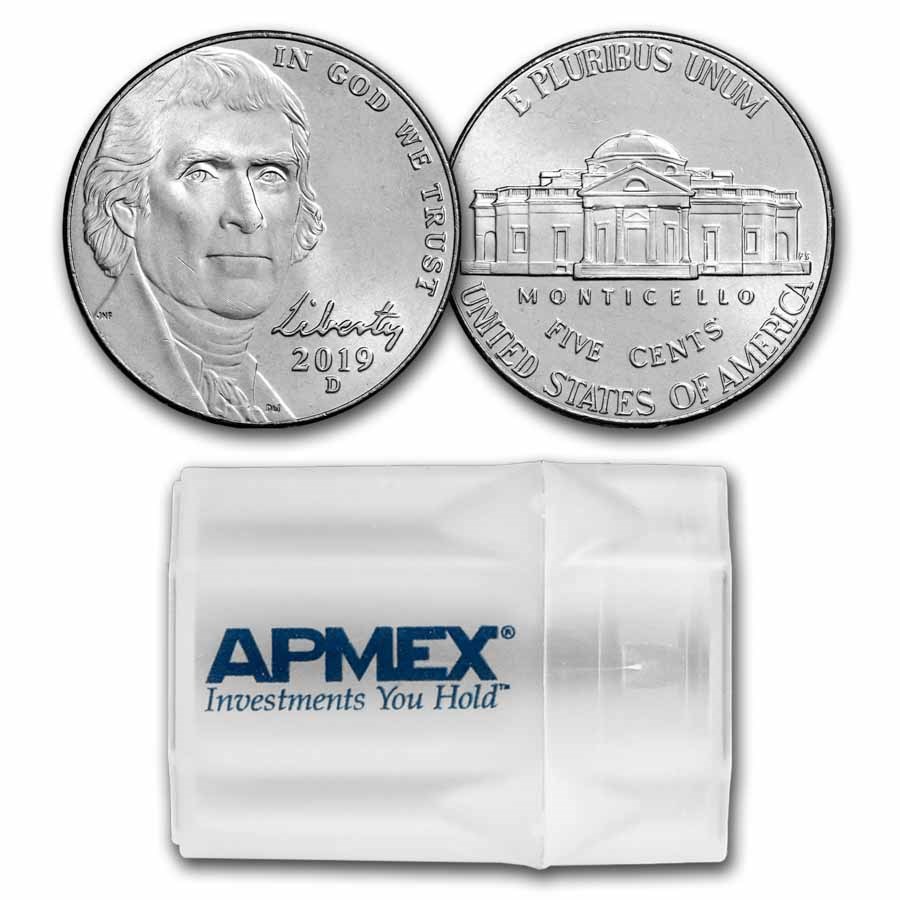 2019-D Jefferson Nickel 40-Coin Roll BU