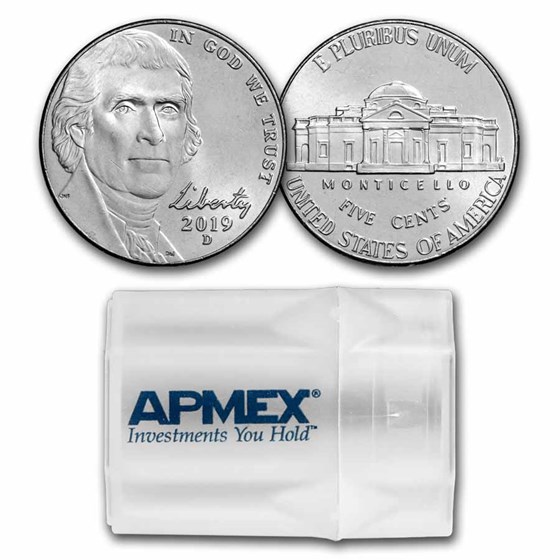 2019-D Jefferson Nickel 40-Coin Roll BU 2019-D Jefferson Nickel 40-Coin Roll BU
