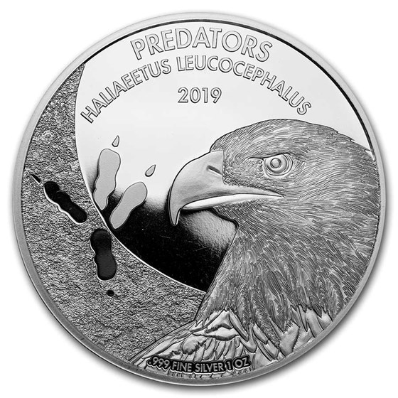 2019 Dem. Republic of Congo 1 oz Silver Predator Bald Eagle 2019 Dem. Republic of Congo 1 oz Silver Predator Bald Eagle