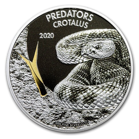 2019 Dem. Republic of Congo 1 oz Silver Rattlesnake (w/Color) 2019 Dem. Republic of Congo 1 oz Silver Rattlesnake (w/Color)