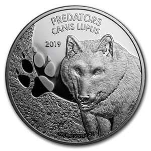 2019 Democratic Republic of Congo 1 oz Silver Canis Lupus Wolf BU