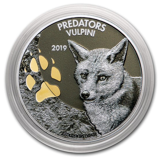 2019 Democratic Republic of Congo 1 oz Silver Fox with Color 2019 Democratic Republic of Congo 1 oz Silver Fox with Color
